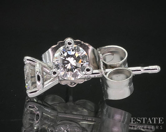 14k White Gold Round Natural .24ctw Diamond Martini Stud Earrings i19859