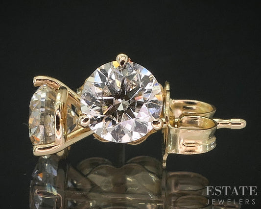 14k Yellow Gold Round Natural 1.08ctw Diamond Martini Stud Earrings i19866
