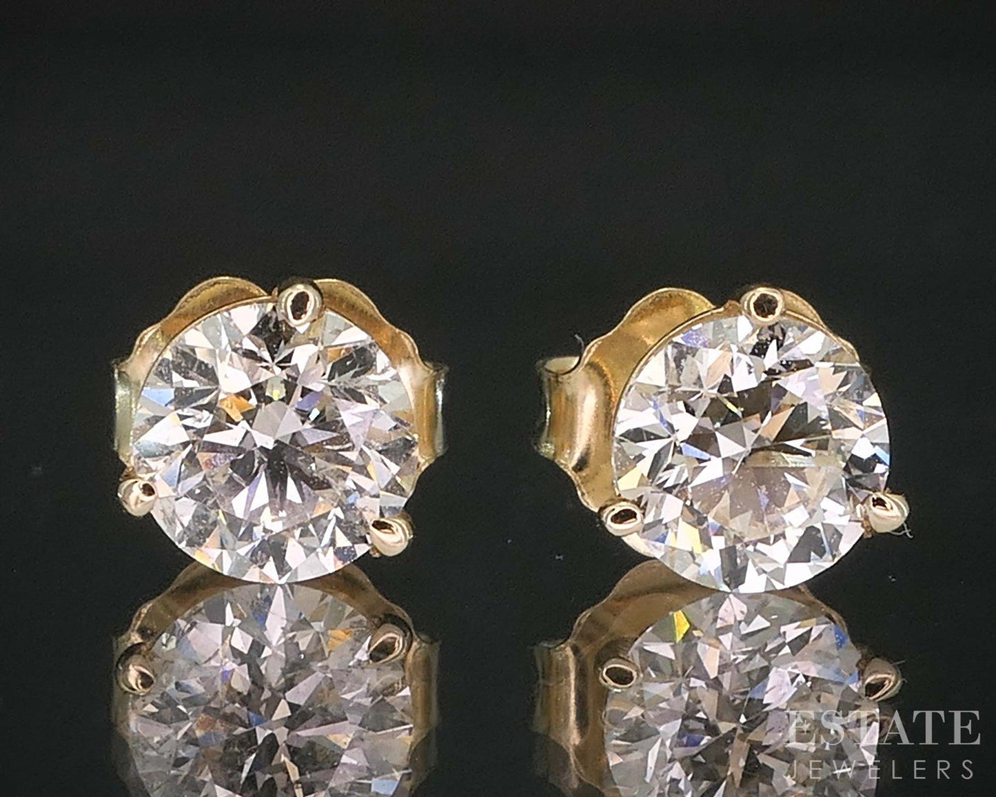 14k Yellow Gold Round Natural 1.08ctw Diamond Martini Stud Earrings i19866