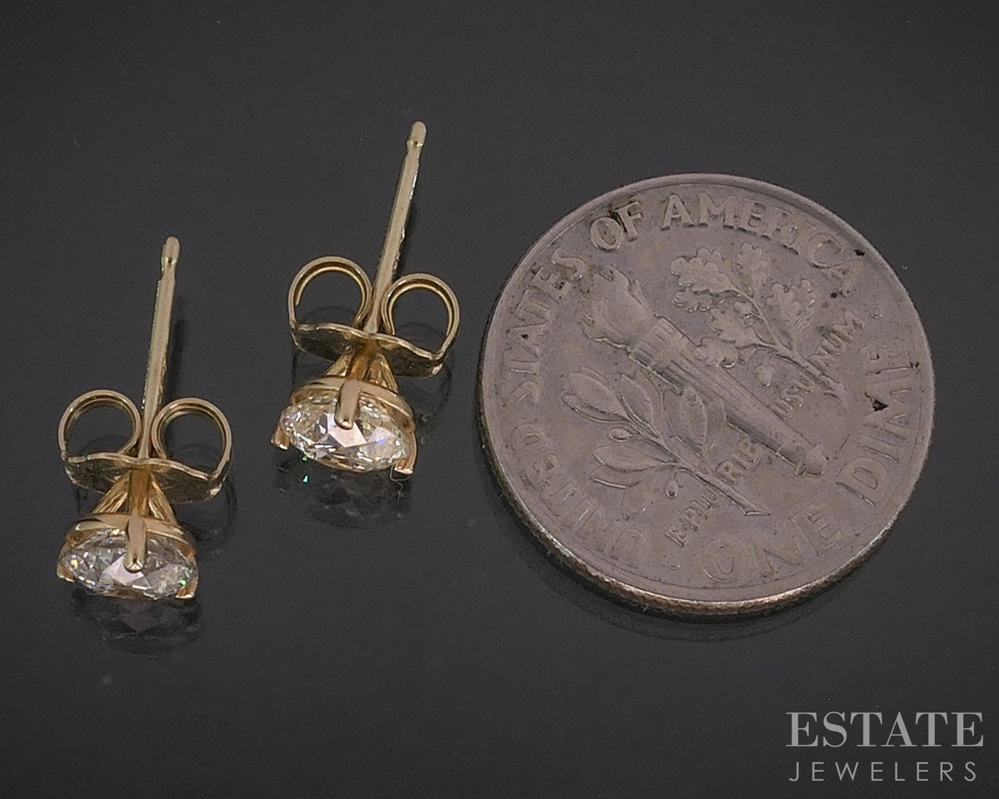 14k Yellow Gold Round Natural 1.08ctw Diamond Martini Stud Earrings i19866
