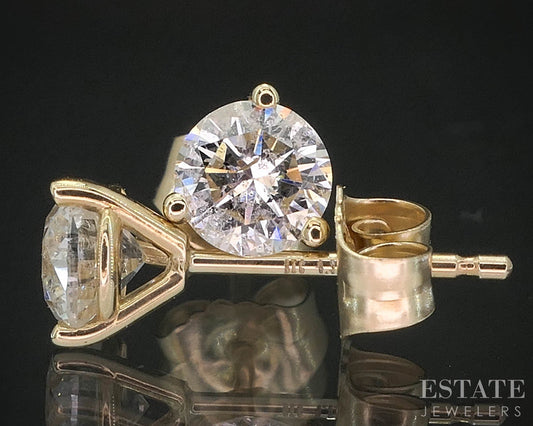 14k Yellow Gold Round Natural .71ctw Diamond Martini Stud Earrings i19864