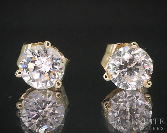 14k Yellow Gold Round Natural .71ctw Diamond Martini Stud Earrings i19864