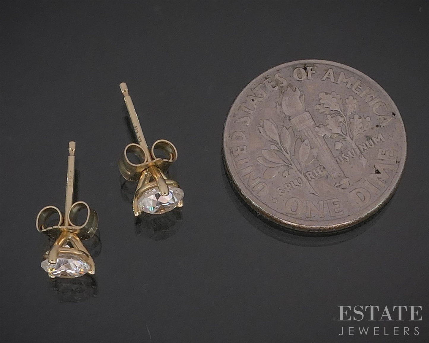 14k Yellow Gold Round Natural .71ctw Diamond Martini Stud Earrings p87318