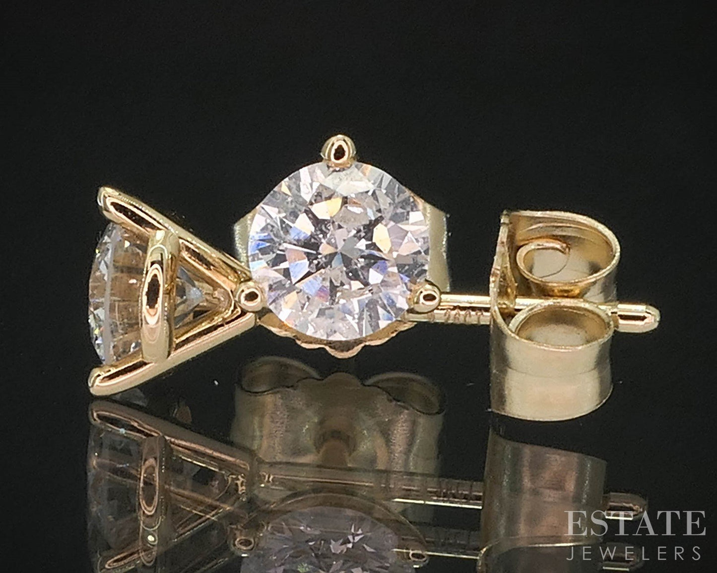 14k Yellow Gold Round Natural .50ctw Diamond Martini Stud Earrings i19862