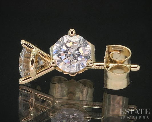 14k Yellow Gold Round Natural .50ctw Diamond Martini Stud Earrings i19862