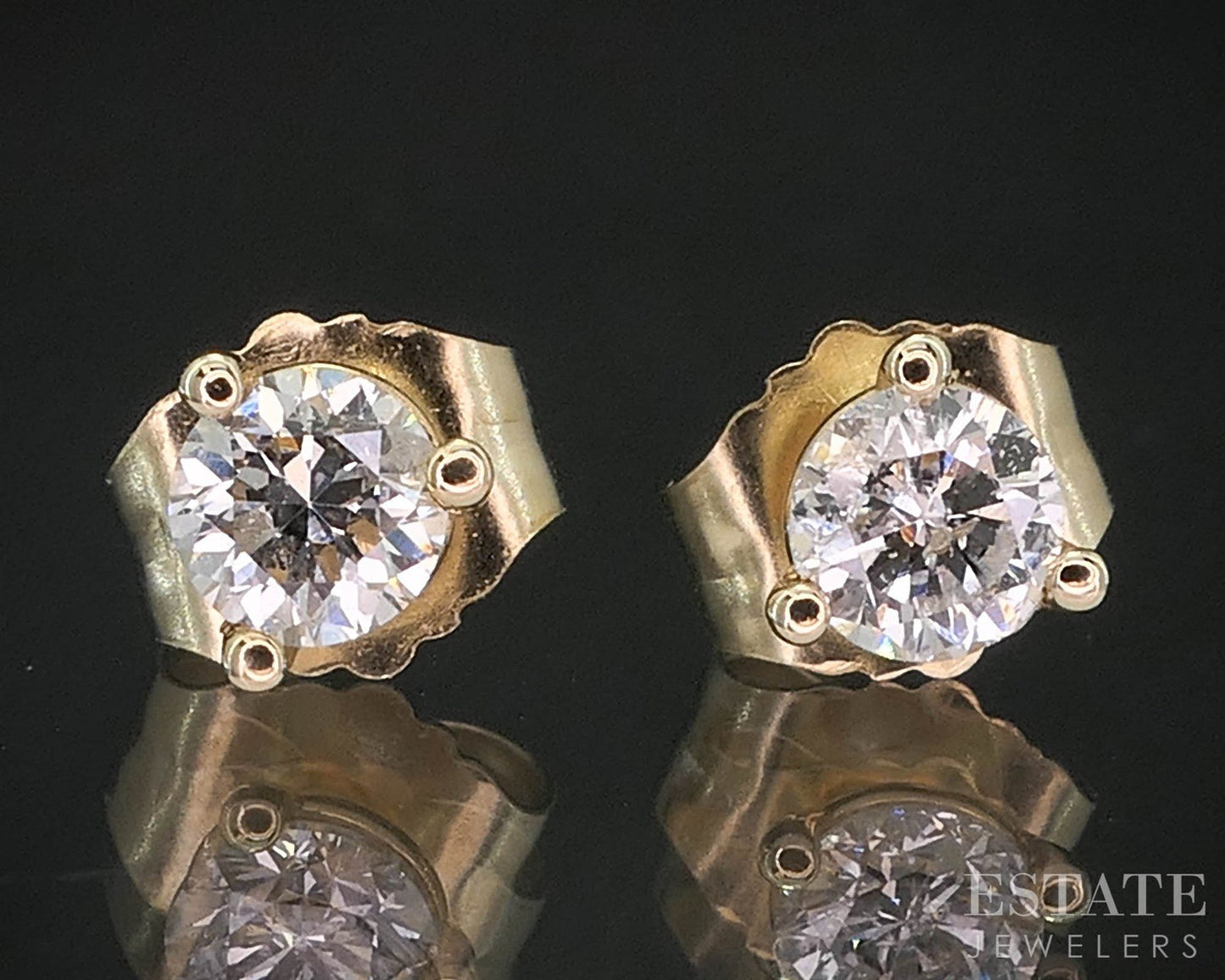 14k Yellow Gold Round Natural .27ctw Diamond Martini Stud Earrings p89963