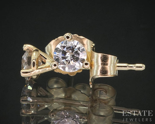 14k Yellow Gold Round Natural .10ctw Diamond Martini Stud Earrings i19857