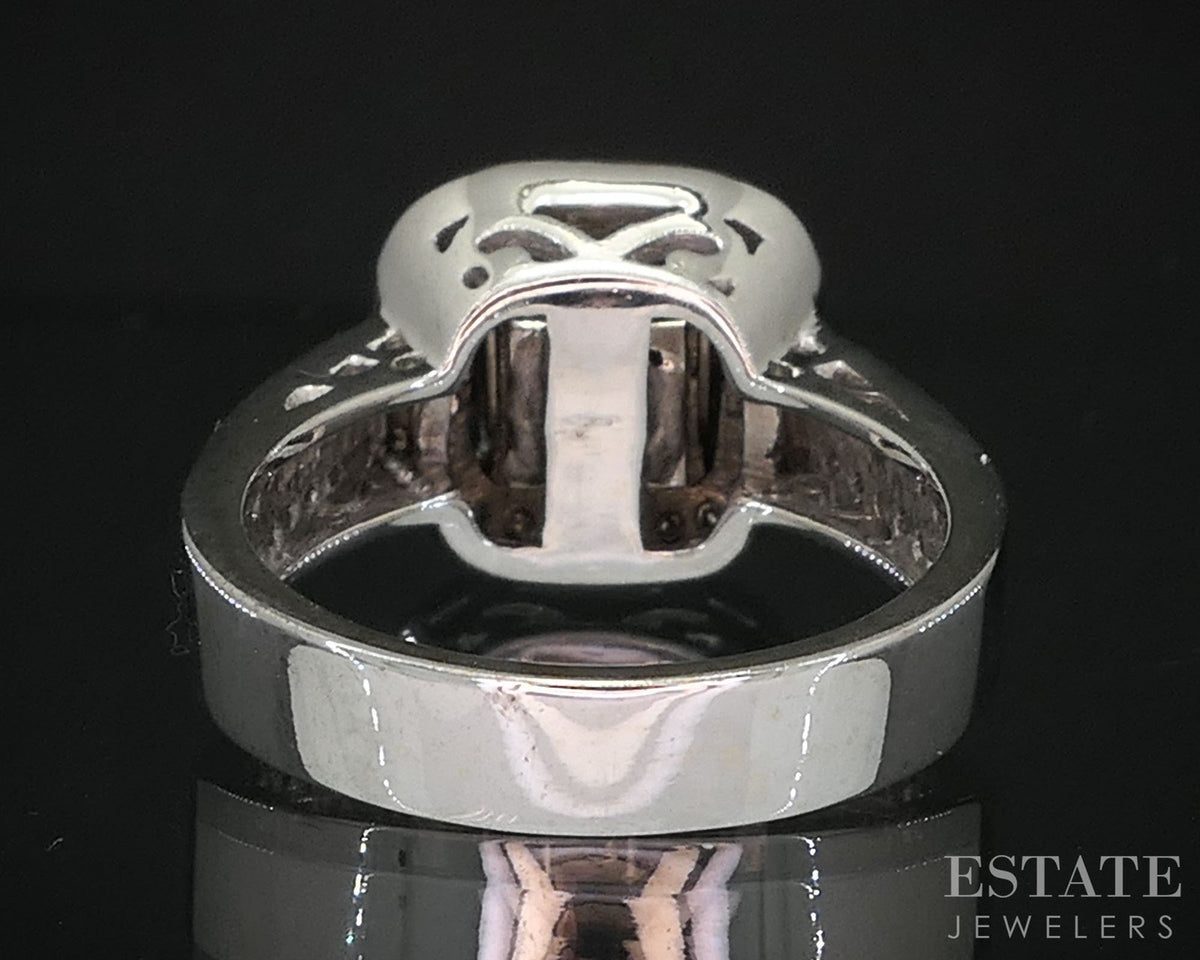 14k White Gold Square Cut Natural Pink Tourmaline & Diamond Ring 9.7g i19886