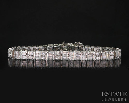 14k White Gold Natural 2.89ctw Diamond Ladies Tennis Bracelet 25g 7.25"L i19885