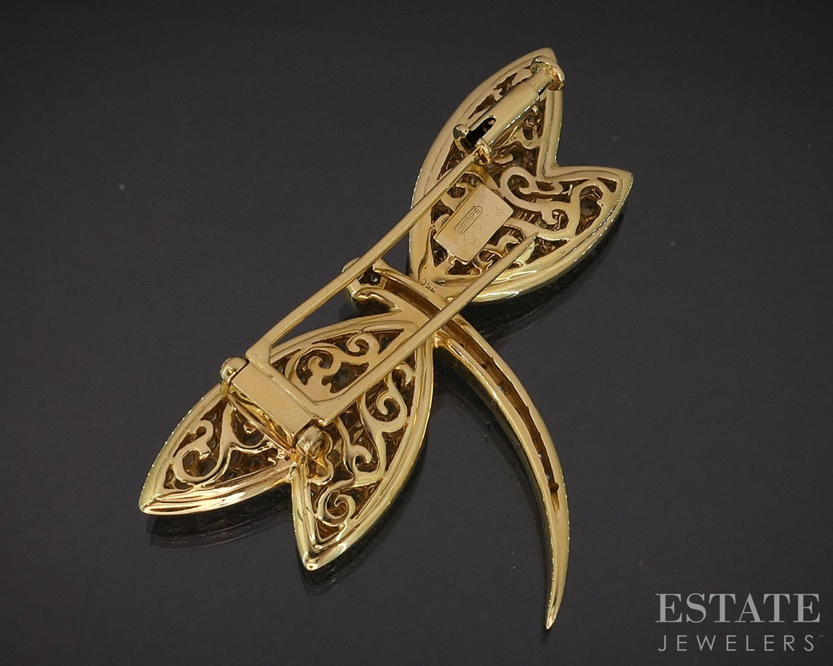 18k Yellow Gold Wempe Yellow Sapphire & Diamond Dragonfly Brooch 14.5g p87496