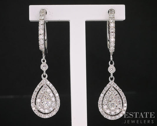 14k White Gold Natural .50ctw Diamond Neil Lane Teardrop Earrings 5.2g i19871