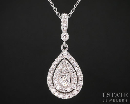14k White Gold Natural .50ctw Diamond Neil Lane Teardrop Necklace 4.7g i19870