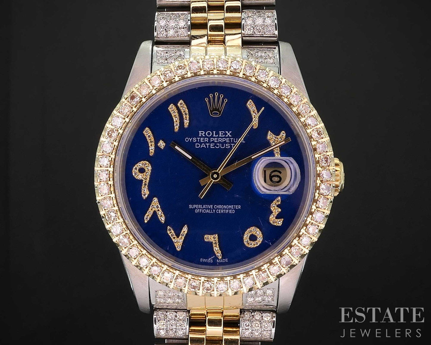 1990 Rolex Datejust Two Tone Jubilee 16233 2.5ctw Diamond Dial Mens Watch i19880