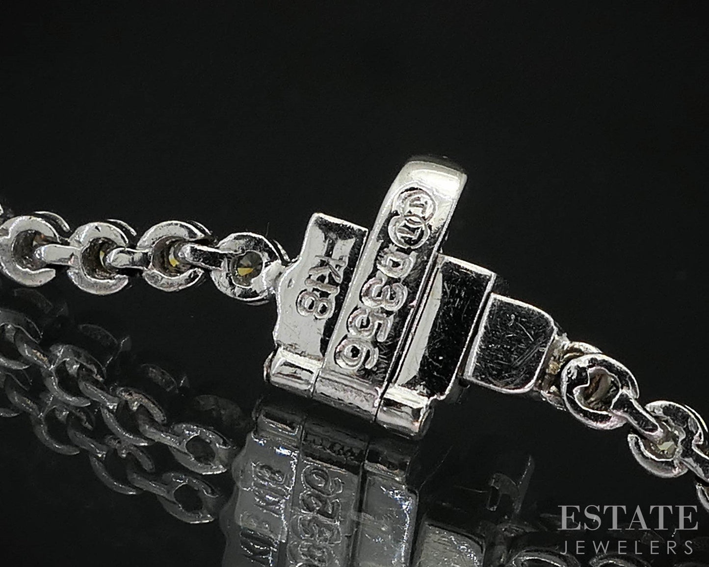 18k White Gold Natural 3.18ctw Diamond Teardrop Tennis Necklace 19.4g i19867
