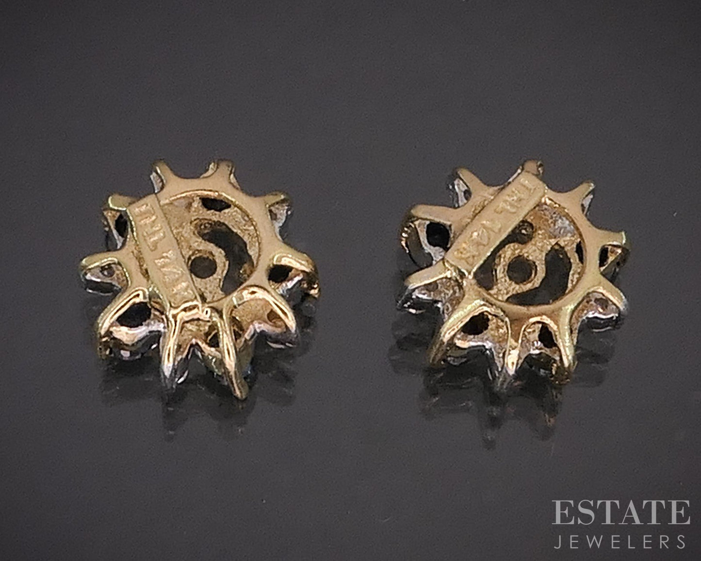 14k Yellow Gold Natural Blue Sapphire & Diamond Stud Earring Enhancers i19908b