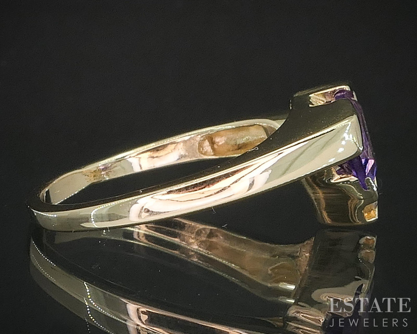 14k Yellow Gold Trillian Natural Amethyst & Diamond Ladies Ring 4.5g i19894b