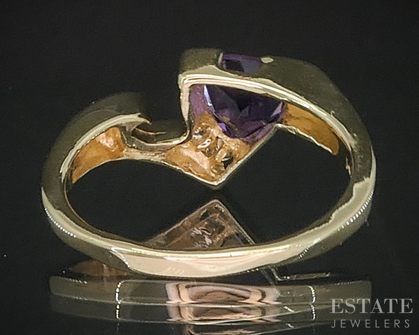 14k Yellow Gold Trillian Natural Amethyst & Diamond Ladies Ring 4.5g i19894b
