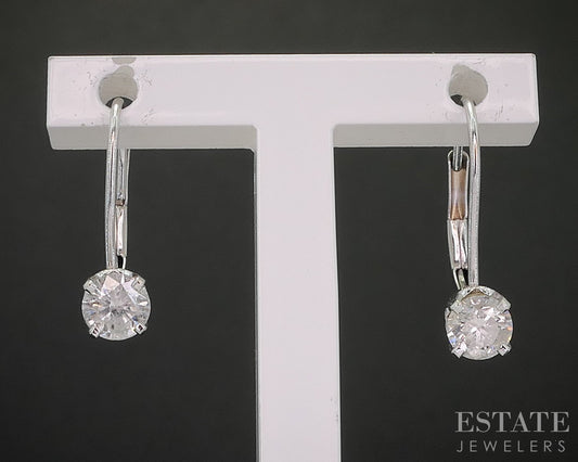 14k Yellow Gold Natural .42ctw Diamond Leverback Bar Earrings 0.9g i19909b
