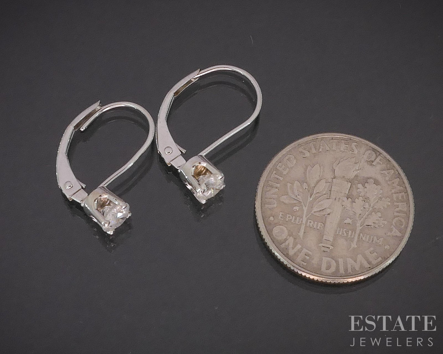 14k Yellow Gold Natural .42ctw Diamond Leverback Bar Earrings 0.9g i19909b