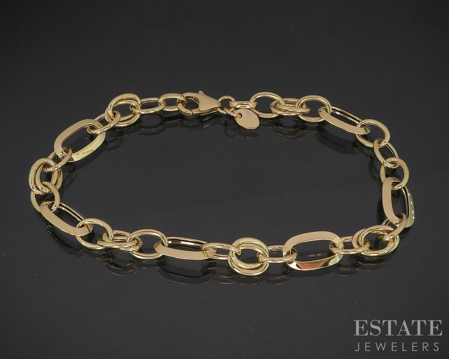 14k Yellow Gold Oval Link Chain Ladies Bracelet 3.8g 7.75"L i19910b