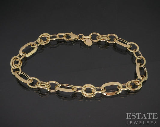 14k Yellow Gold Oval Link Chain Ladies Bracelet 3.8g 7.75"L i19910b