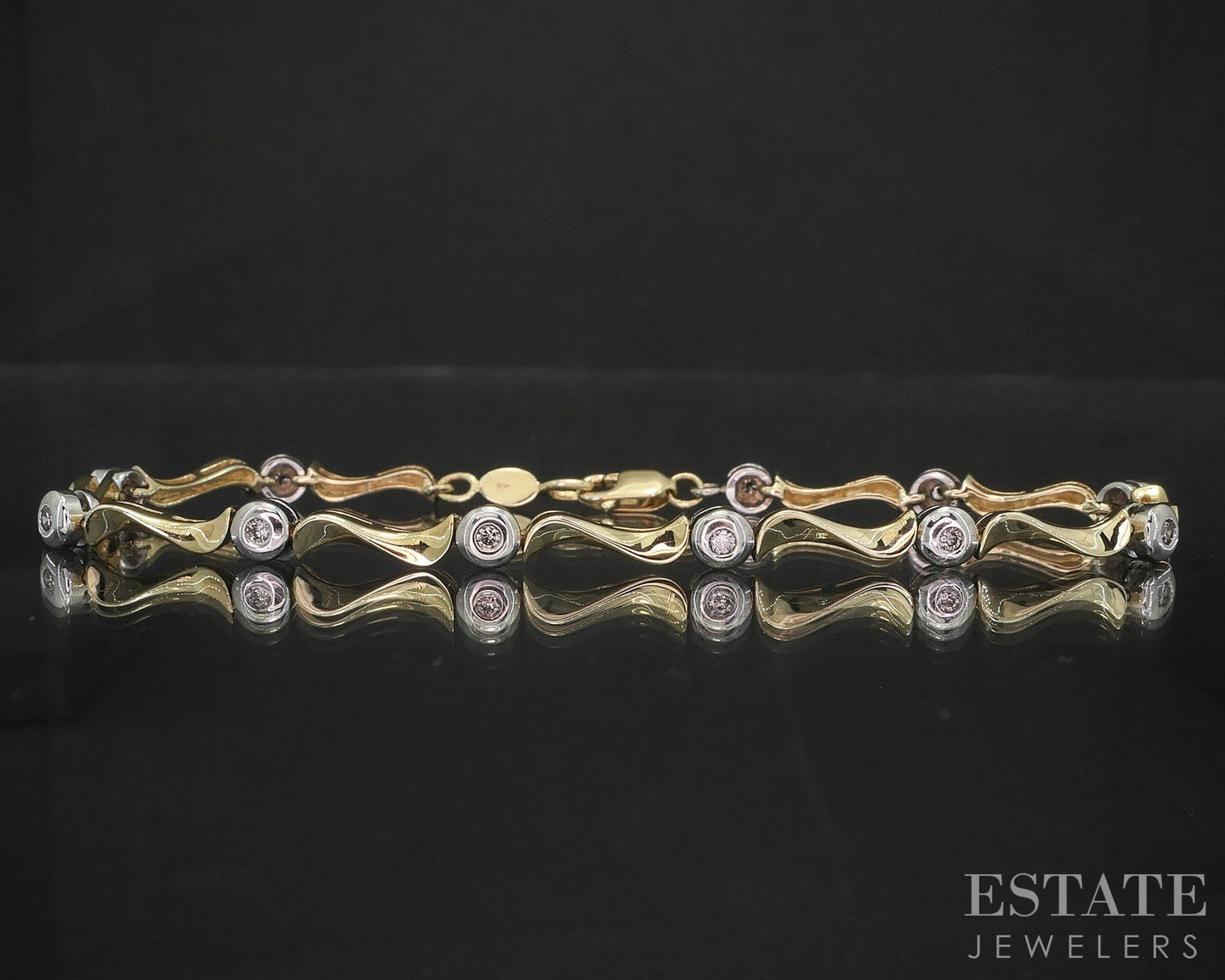 10k Two Tone Gold Natural .25ctw Diamond Tennis Bracelet 6.9g 7"L i19906b