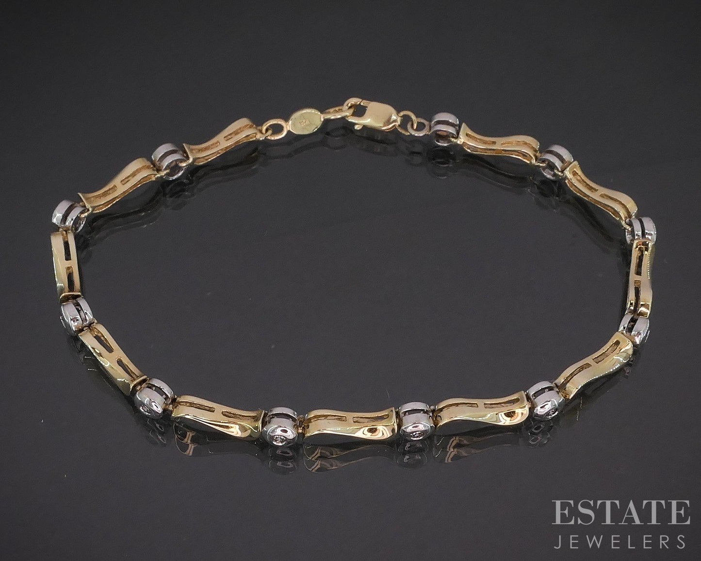 10k Two Tone Gold Natural .25ctw Diamond Tennis Bracelet 6.9g 7"L i19906b