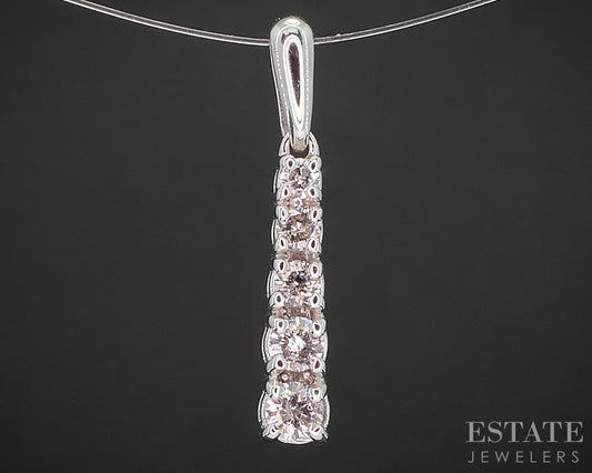 10k White Gold Round Natural .25ctw Diamond Journey Pendant 0.7g i19905b