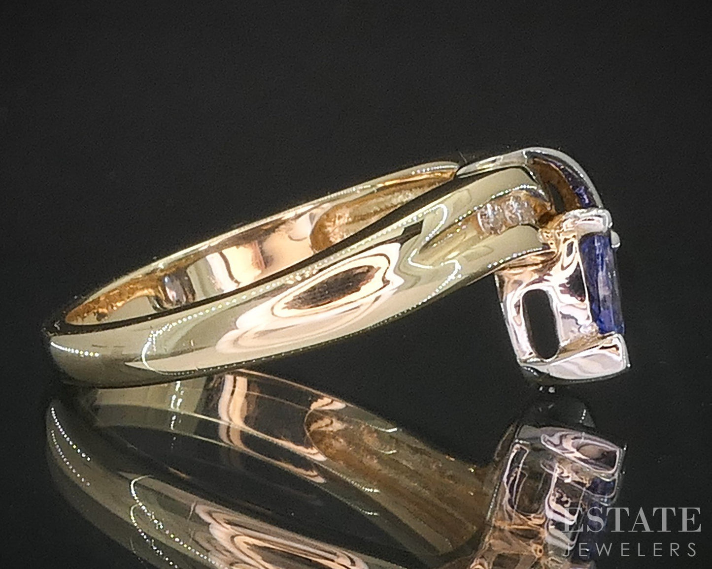 14k Two Tone Gold Natural Tanzanite & Diamond Ladies Ring 4.5g i19904b