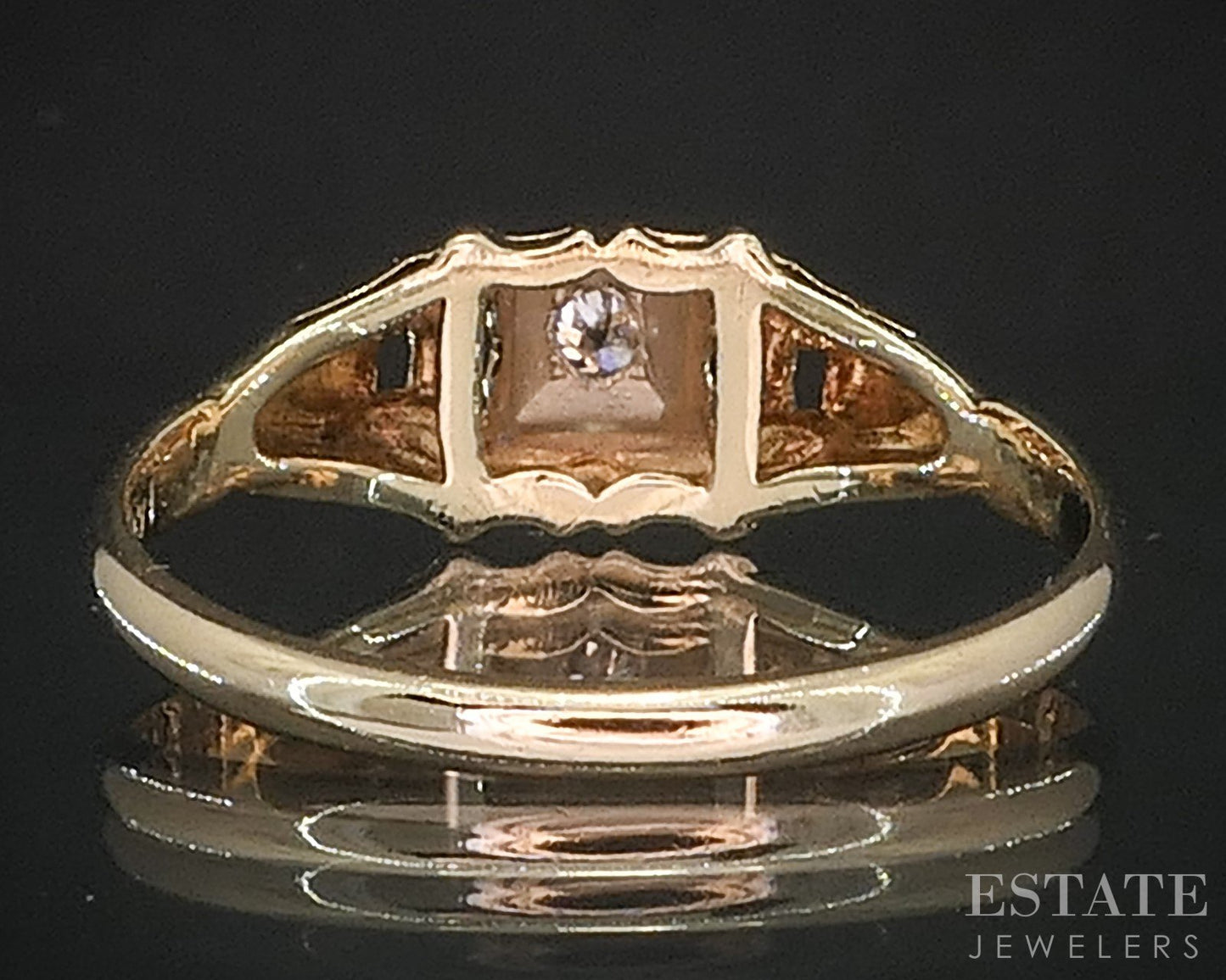 Antique 14k Yellow Gold European Natural .04ct Diamond Engagement Ring i19902b