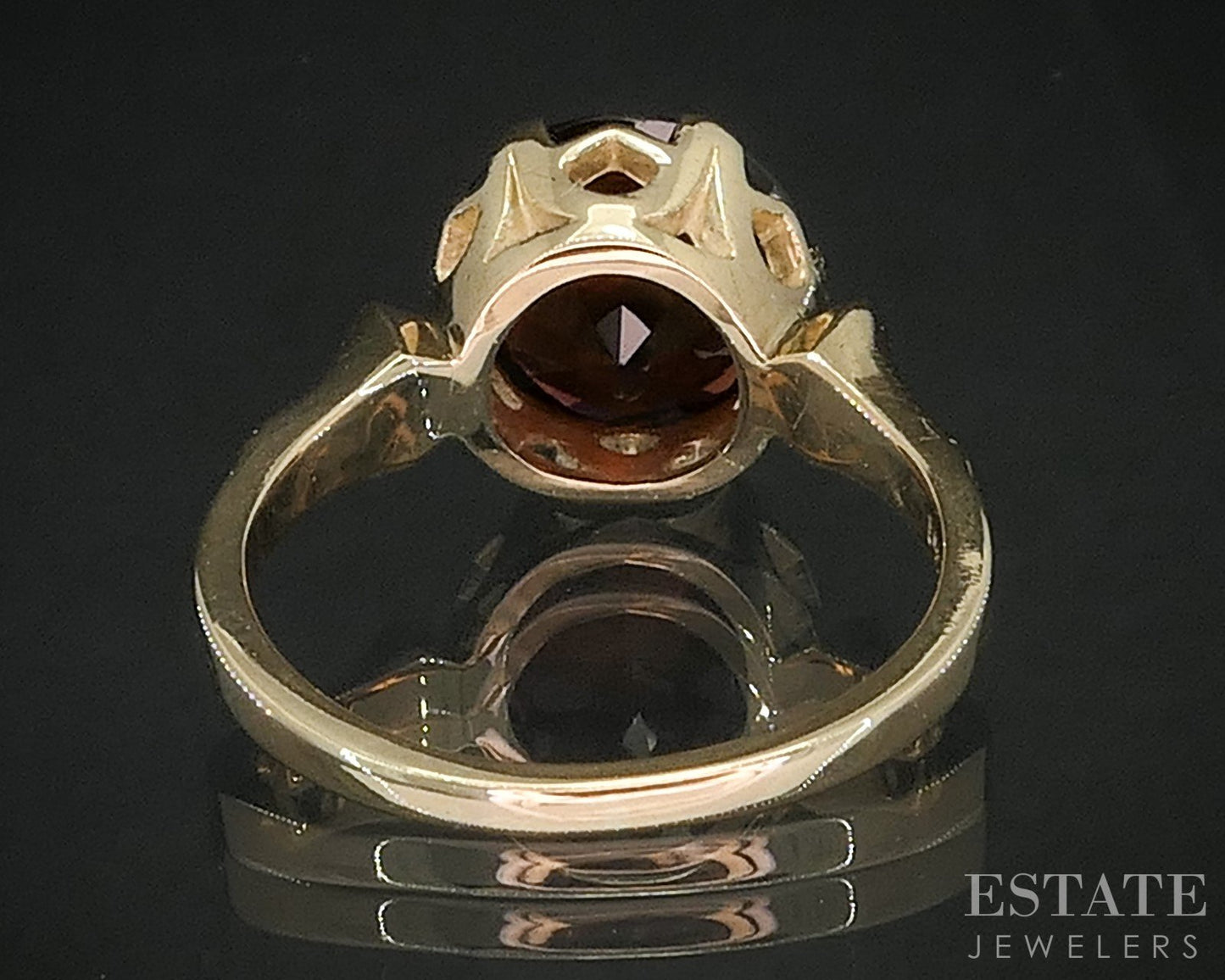 Vintage 14k Yellow Gold Natural Garnet Solitaire Ladies Ring 4.7g i19907b