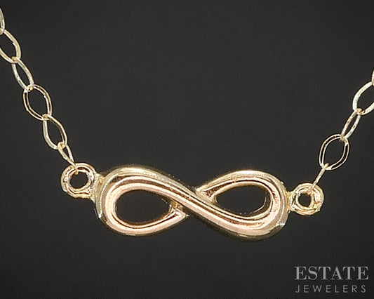10k Yellow Gold Infinity Knot Dainty Necklace 0.6g 17"L i19900b