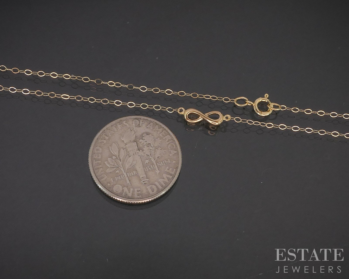 10k Yellow Gold Infinity Knot Dainty Necklace 0.6g 17"L i19900b