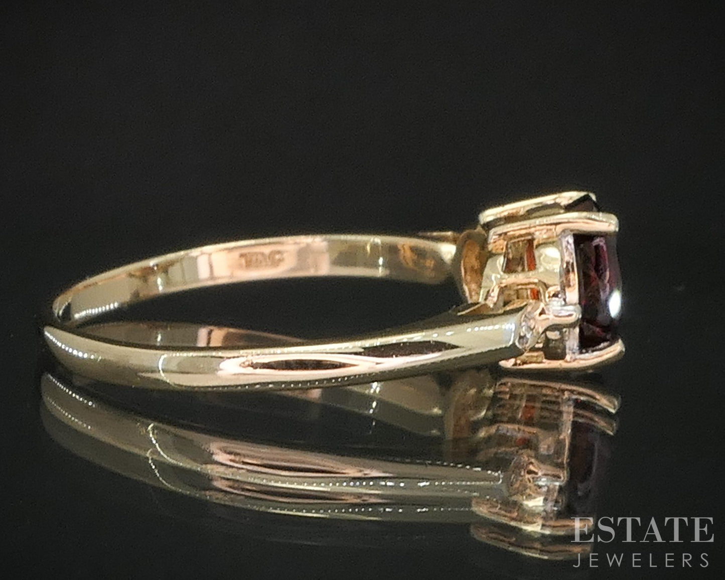 10k Yellow Gold Oval Natural Garnet & Diamond Ladies Ring 2.2g i19898b