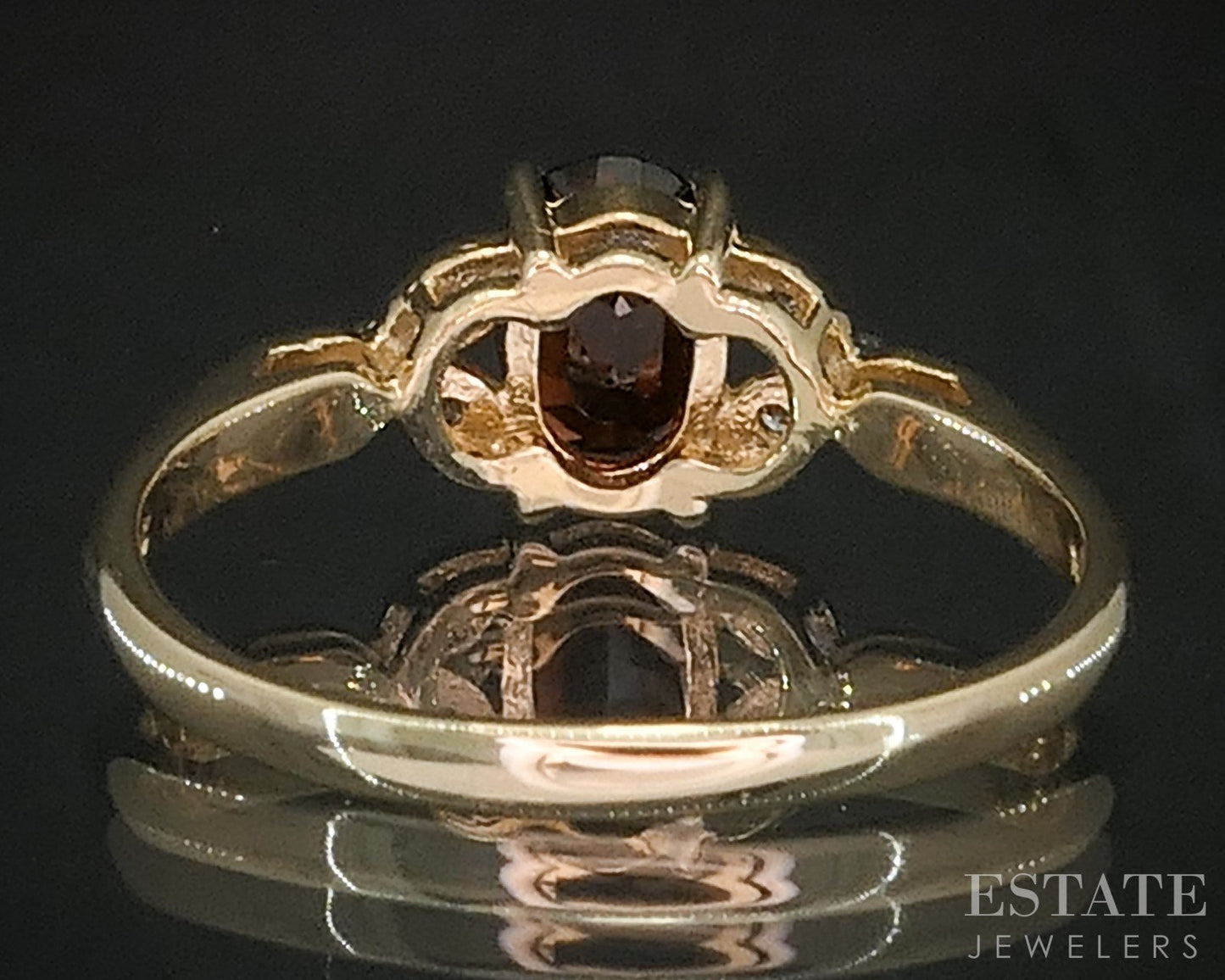 10k Yellow Gold Oval Natural Garnet & Diamond Ladies Ring 2.2g i19898b