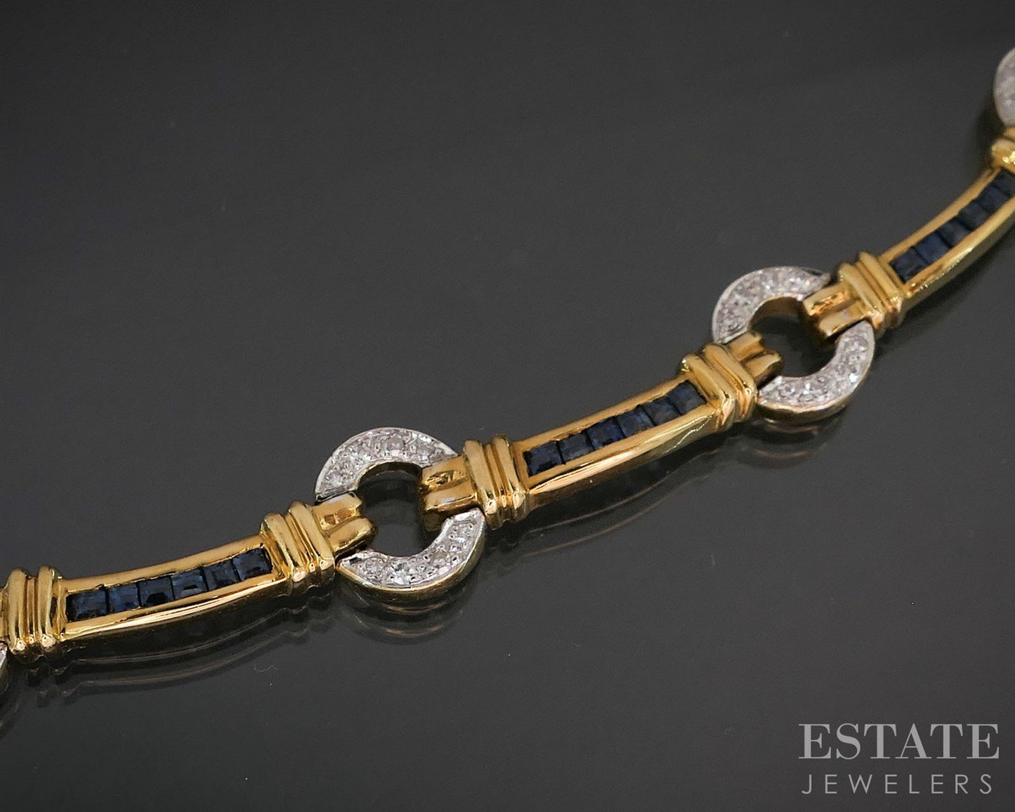 18k Yellow Gold Natural Blue Sapphire & Diamond Ladies Necklace 24g 17"L i19936