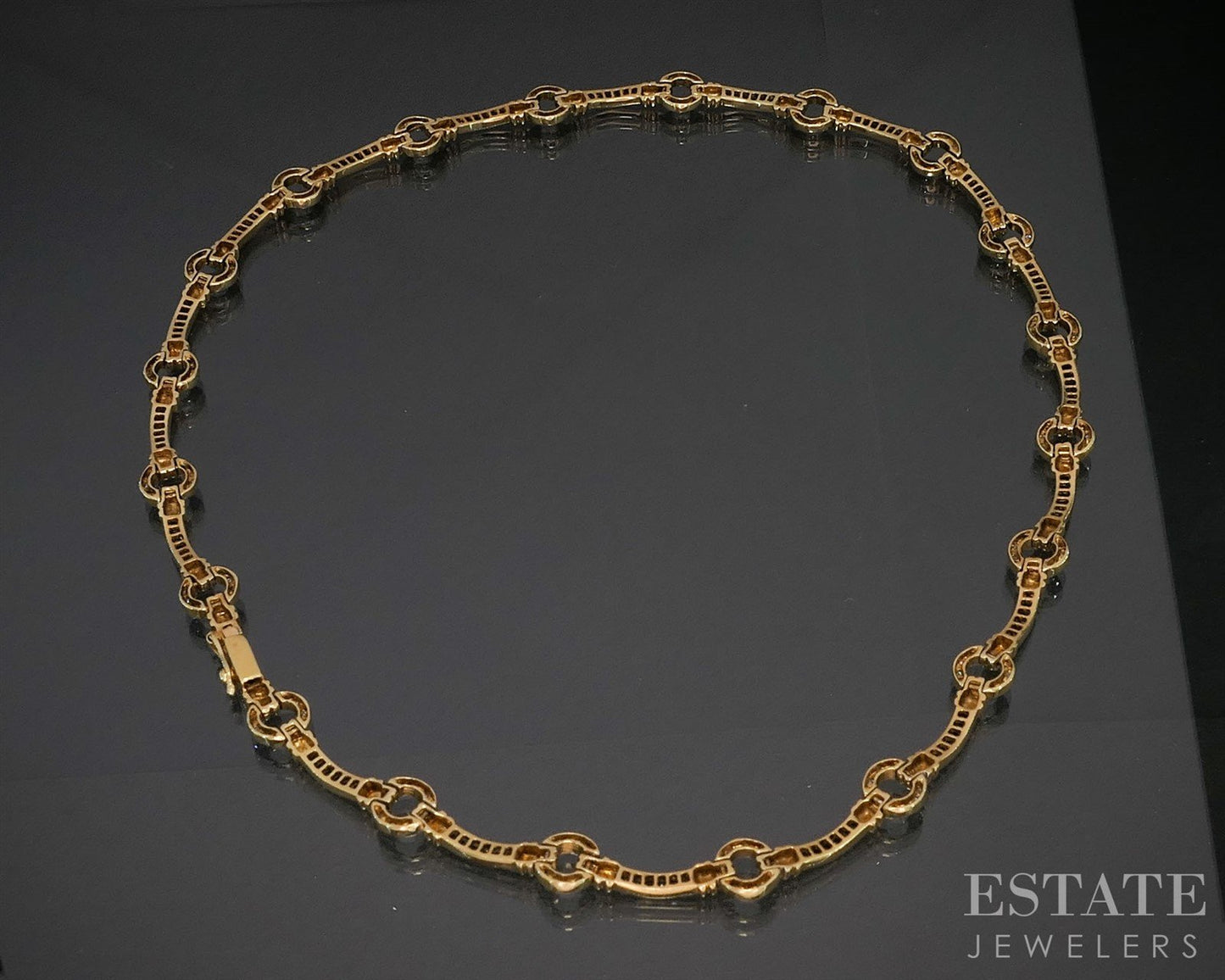 18k Yellow Gold Natural Blue Sapphire & Diamond Ladies Necklace 24g 17"L i19936