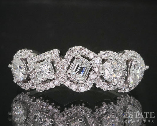 10k White Gold Natural .80ctw Diamond Multi Cut Ladies Band Ring 4.3g i19918