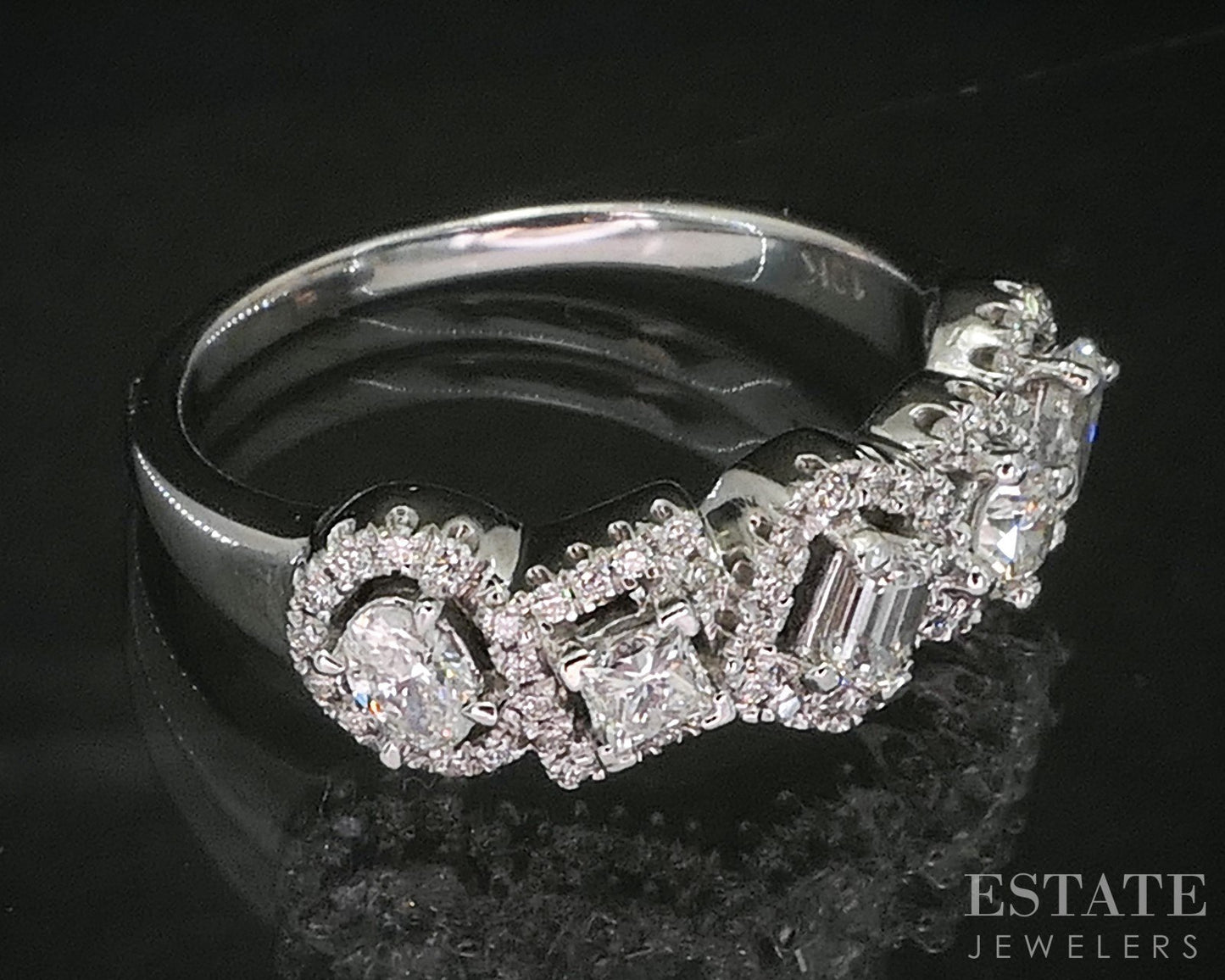 10k White Gold Natural .80ctw Diamond Multi Cut Ladies Band Ring 4.3g i19918