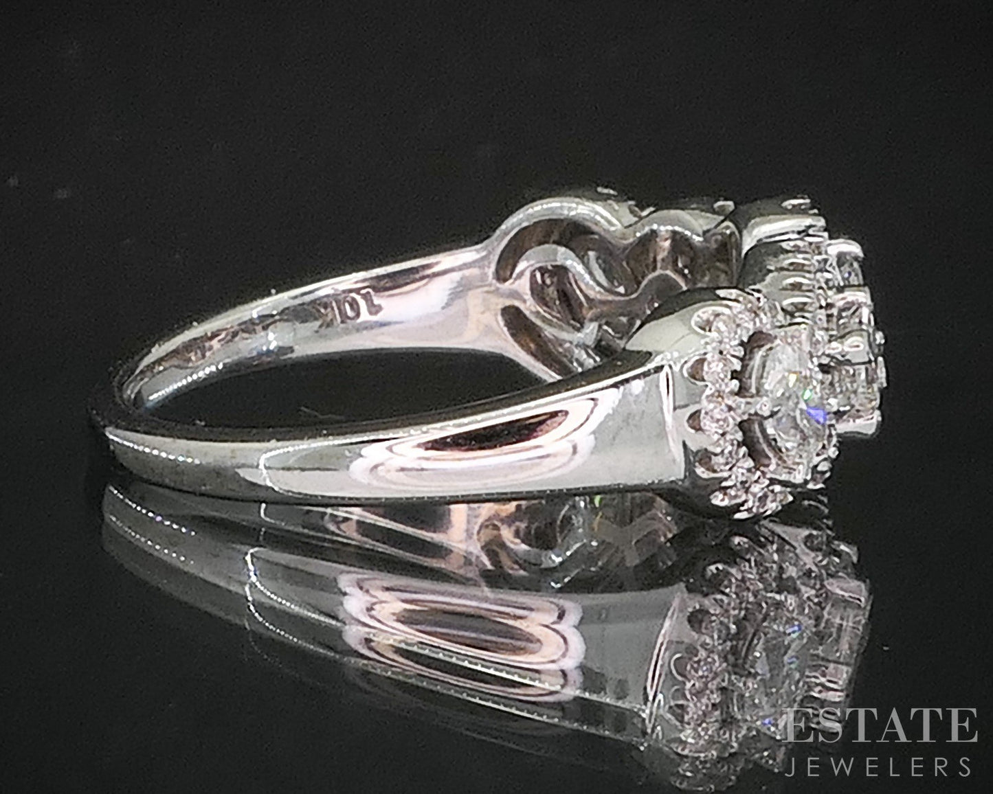 10k White Gold Natural .80ctw Diamond Multi Cut Ladies Band Ring 4.3g i19918