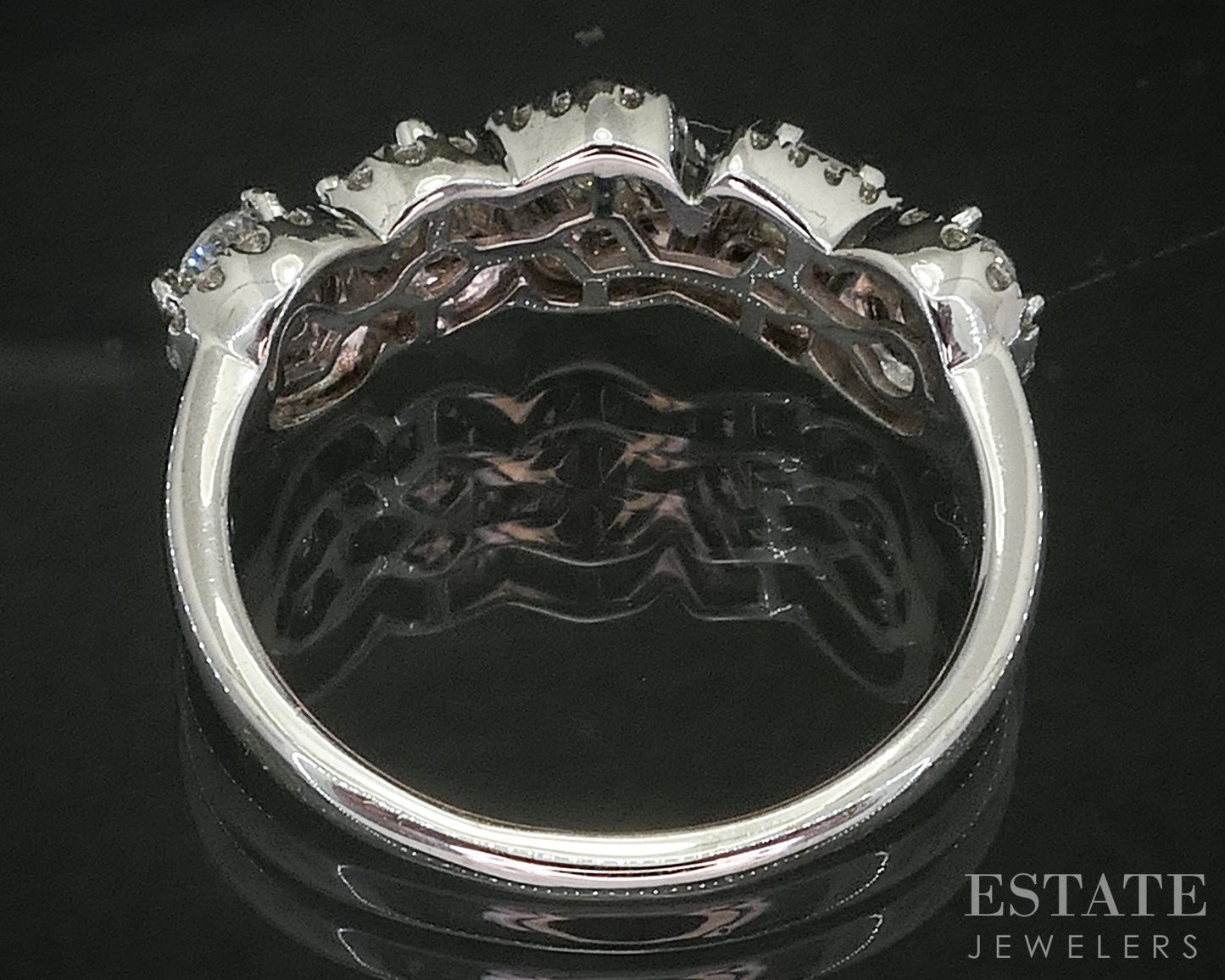 10k White Gold Natural .80ctw Diamond Multi Cut Ladies Band Ring 4.3g i19918