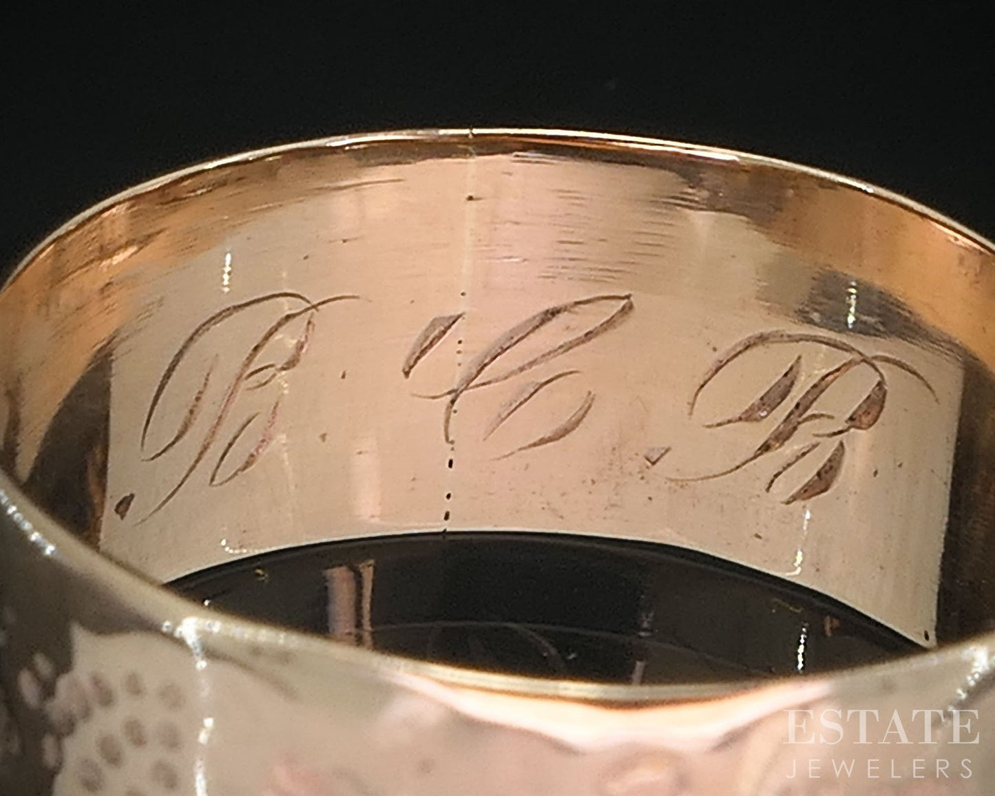 Antique Victorian 10k Yellow Gold 8mm Grape Leaf Cigar Band Ring 2.5g i19892