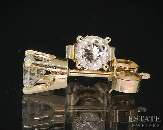14k Yellow Gold Round Natural .38ctw Diamond Stud Earrings i19917