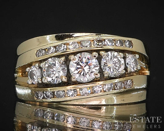 Vintage 14k Yellow Gold Natural .77ctw Diamond Ladies Band 10.6g i19923