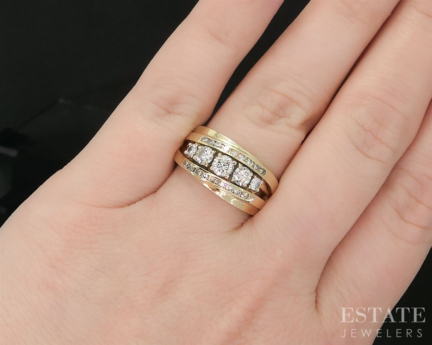 Vintage 14k Yellow Gold Natural .77ctw Diamond Ladies Band 10.6g i19923
