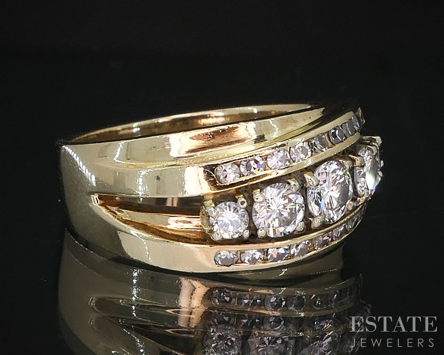 Vintage 14k Yellow Gold Natural .77ctw Diamond Ladies Band 10.6g i19923