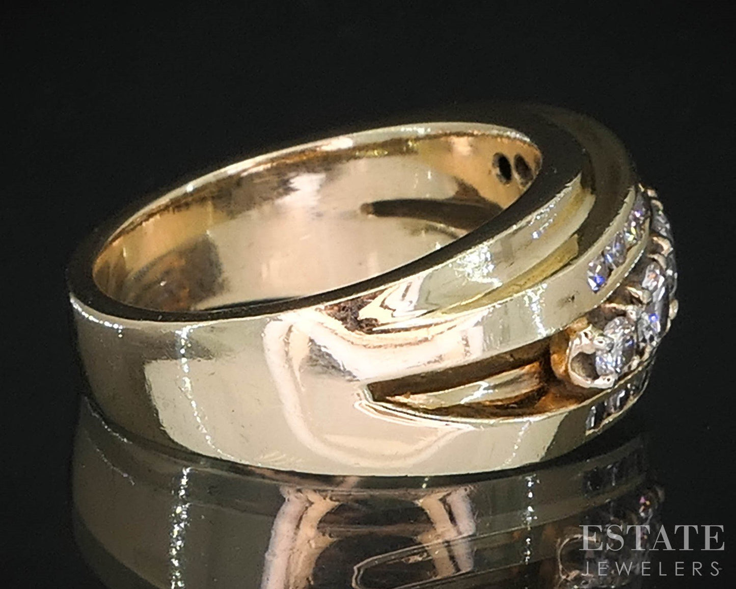 Vintage 14k Yellow Gold Natural .77ctw Diamond Ladies Band 10.6g i19923