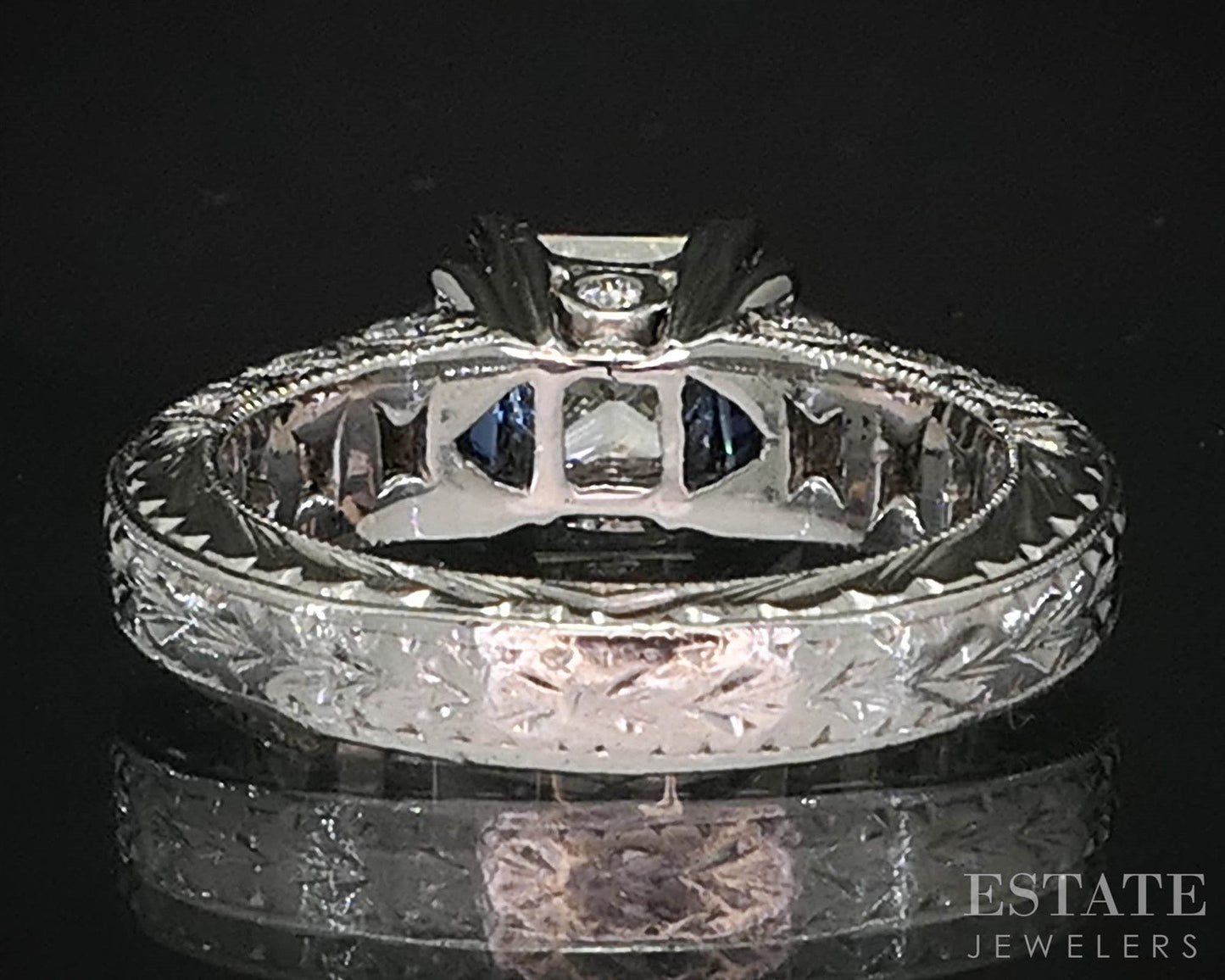 Platinum Tacori Princess 1.07ct Diamond & Blue Sapphire Engagement Ring i19926