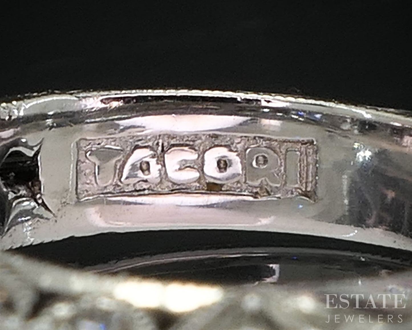 Platinum Tacori Princess 1.07ct Diamond & Blue Sapphire Engagement Ring i19926