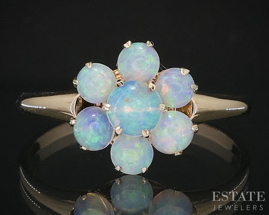 Antique Victorian 10k Yellow Gold Natural Opal Cluster Ring 1.1g i19930